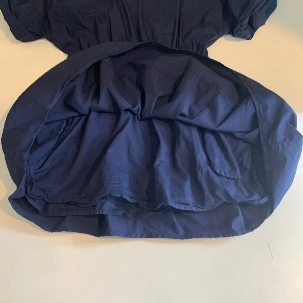 Free People Dress Women S Small Navy Cuffed Short Sleeve Keyhole Back Lined Mini